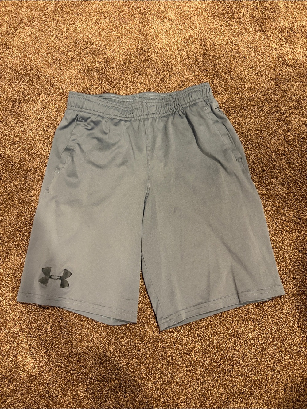 Under Armour Men's Light Gray Athletic Shorts with Logo